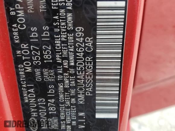 ✅ 2013 Hyundai Accent GLS • VIN: KMHCU4AE5DU462499 • Лот: 68339804. Опубликован ранее на Copart с пробегом 104 780 миль. Бесплатный доступ к архиву аукционных продаж из США и подробный отчёт об истории автомобиля на DreamBid. Изображение 15.