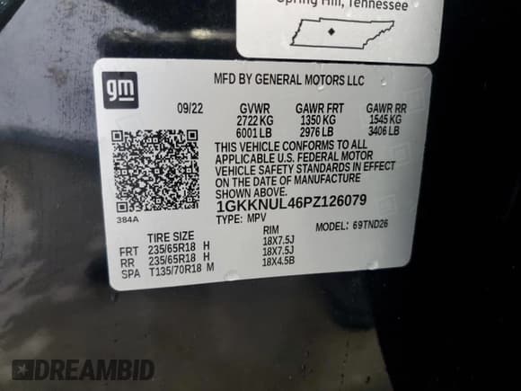 ✅ 2023 GMC Acadia SLT • VIN: 1GKKNUL46PZ126079 • Lot: 85404345. Wystawiony na Copart z przebiegiem 83 542 mil. Bezpłatny archiwum sprzedaży aukcyjnych z USA i szczegółowy raport historii pojazdu na DreamBid. Zdjęcie 13.