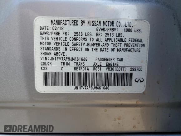 ✅ 2018 Infiniti Q50 Red Sport 400 • VIN: JN1FV7AP9JM461646 • Лот: 55785605. Опубликован ранее на Copart с пробегом 101 747 миль. Бесплатный доступ к архиву аукционных продаж из США и подробный отчёт об истории автомобиля на DreamBid. Изображение 12.