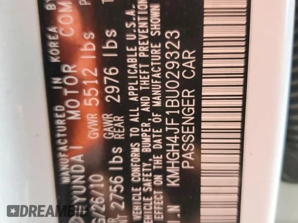 ✅ 2011 Hyundai Equus Signature • VIN: KMHGH4JF1BU029323 • Lot: 43668715. Listed on Copart with 118,585 mi. Free auction sales archive from the USA and detailed vehicle history report at DreamBid. Image 12.