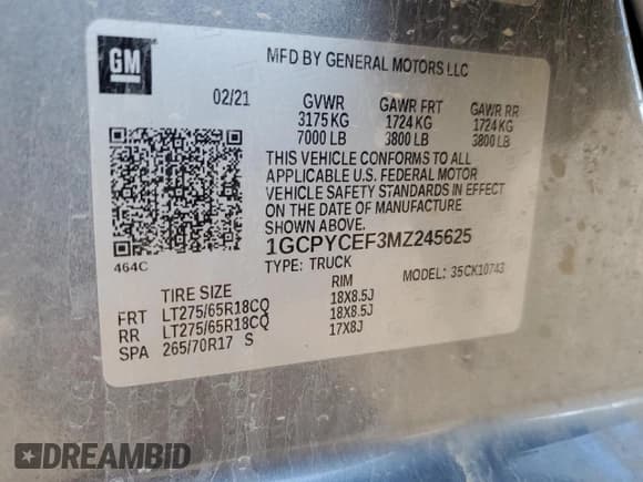 ✅ 2021 Chevrolet Silverado 1500 Custom Trail Boss • VIN: 1GCPYCEF3MZ245625 • Lot: 79686794. Wystawiony na Copart z przebiegiem 51 390 mil. Bezpłatny archiwum sprzedaży aukcyjnych z USA i szczegółowy raport historii pojazdu na DreamBid. Zdjęcie 12.