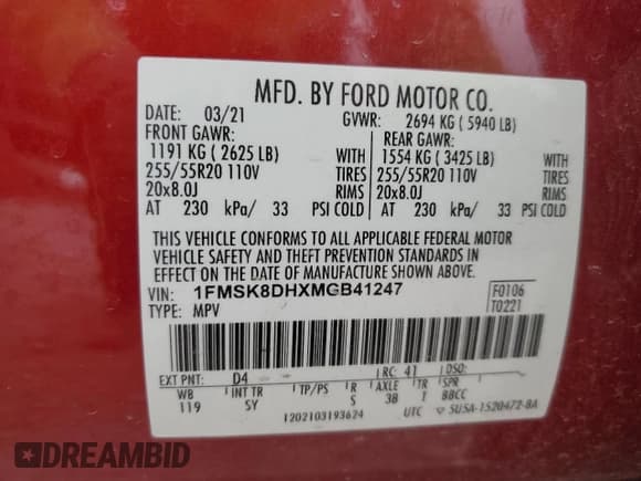 ✅ 2021 Ford Explorer XLT • VIN: 1FMSK8DHXMGB41247 • Лот: 90070735. Опубликован ранее на Copart с пробегом 71 195 миль. Бесплатный доступ к архиву аукционных продаж из США и подробный отчёт об истории автомобиля на DreamBid. Изображение 13.