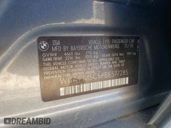 ✅ 2011 BMW 3 Series 335i • VIN: WBAPM5C56BE577285 • Лот: 80870965. Опубликован ранее на Copart с пробегом 112 224 миль. Бесплатный доступ к архиву аукционных продаж из США и подробный отчёт об истории автомобиля на DreamBid. Изображение 12.
