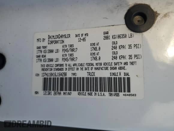 ✅ 2006 Dodge 1500 SLT • VIN: 1D7HU16N16J164298 • Лот: 76703694. Размещён на Copart с пробегом 153 463 миль миль. Получите бесплатный доступ к архиву аукционных продаж из США и посмотрите подробный отчёт об истории автомобиля на DreamBid. Изображение 13.