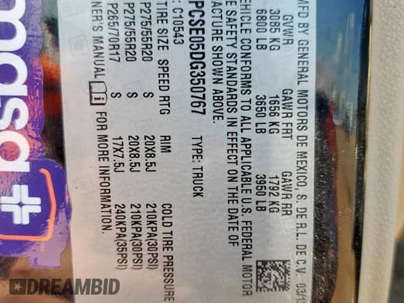 2013 Chevrolet Silverado 1500 LT with VIN 3GCPCSE05DG350767, listed as a Copart auction lot 85171865 with 143,007 mi miles and Salvage title. Bid and sale history available at DreamBid. Image 12.