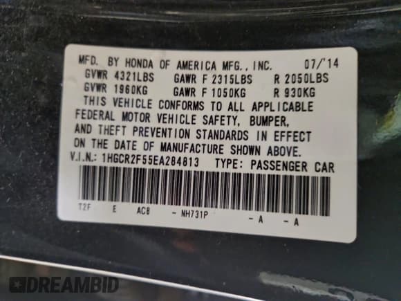 ✅ 2014 Honda Accord Sport • VIN: 1HGCR2F55EA284813 • Лот: 94130305. Опубликован ранее на Copart с пробегом 158 010 миль. Бесплатный доступ к архиву аукционных продаж из США и подробный отчёт об истории автомобиля на DreamBid. Изображение 13.