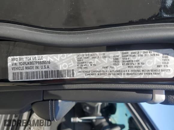 2023 Jeep Grand Cherokee Limited with VIN 1C4RJKBG7P8805516, listed as a Copart auction lot 80467835 with 36,342 mi miles and Salvage title. Bid and sale history available at DreamBid. Image 14.