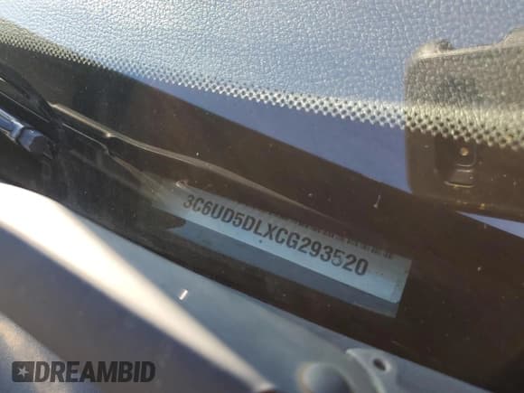 ✅ 2012 Ram 2500 Big Horn • VIN: 3C6UD5DLXCG293520 • Lot: 82426465. Listed on Copart with 109,859 mi. Free auction sales archive from the USA and detailed vehicle history report at DreamBid. Image 12.