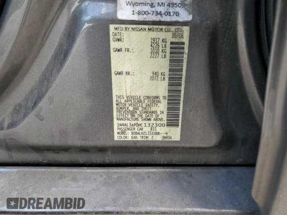 ✅ 2017 Nissan Altima SR • VIN: 1N4AL3AP0HC132300 • Lot: 71688075. Wystawiony na Copart z przebiegiem 129 589 mil. Bezpłatny archiwum sprzedaży aukcyjnych z USA i szczegółowy raport historii pojazdu na DreamBid. Zdjęcie 12.