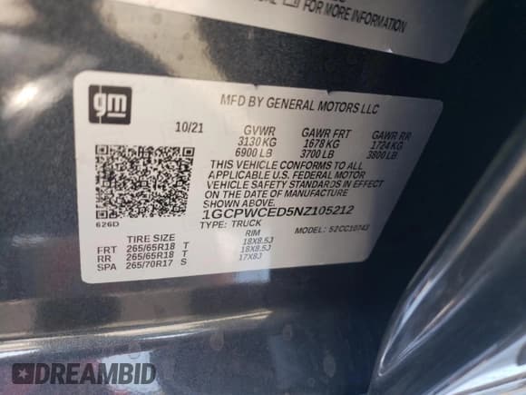 ✅ 2022 Chevrolet Silverado 1500 LT • VIN: 1GCPWCED5NZ105212 • Lot: 75693754. Wystawiony na Copart z przebiegiem 32 937 mil. Bezpłatny archiwum sprzedaży aukcyjnych z USA i szczegółowy raport historii pojazdu na DreamBid. Zdjęcie 12.