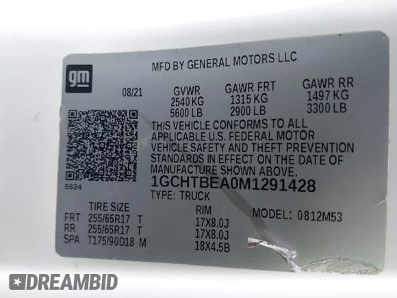 ✅ 2021 Chevrolet Colorado 4WD Work Truck • VIN: 1GCHTBEA0M1291428 • Лот: 42870554. Опубликован ранее на IAAI с пробегом Не указан. Бесплатный доступ к архиву аукционных продаж из США и подробный отчёт об истории автомобиля на DreamBid. Изображение 9.