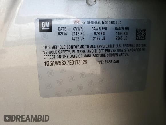 ✅ 2014 Cadillac CTS AWD • VIN: 1G6AW5SX7E0173129 • Lot: 80315165. Listed on Copart with 84,140 mi. Free auction sales archive from the USA and detailed vehicle history report at DreamBid. Image 12.