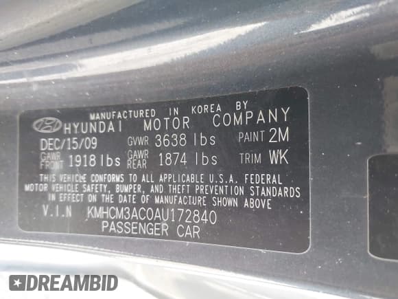 ✅ 2010 Hyundai Accent GS • VIN: KMHCM3AC0AU172840 • Лот: 42576454. Опубликован ранее на IAAI с пробегом 152 873 миль. Бесплатный доступ к архиву аукционных продаж из США и подробный отчёт об истории автомобиля на DreamBid. Изображение 9.