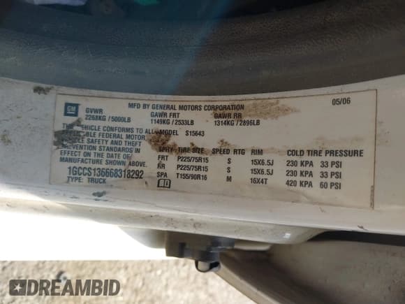 ✅ 2006 Chevrolet Colorado 2LT • VIN: 1GCCS136668318292 • Lot: 43723673. Listed on IAAI with 227,616 mi. Free auction sales archive from the USA and detailed vehicle history report at DreamBid. Image 9.