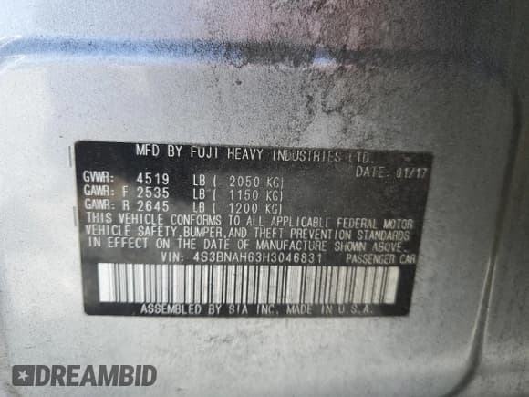 ✅ 2017 Subaru Legacy Premium • VIN: 4S3BNAH63H3046831 • Lot: 91199775. Wystawiony na Copart z przebiegiem 102 726 mil. Bezpłatny archiwum sprzedaży aukcyjnych z USA i szczegółowy raport historii pojazdu na DreamBid. Zdjęcie 12.