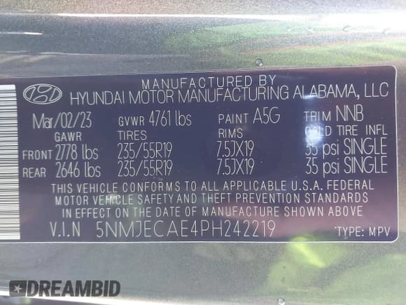 ✅ 2023 Hyundai Tucson Limited • VIN: 5NMJECAE4PH242219 • Lot: 43598574. Listed on IAAI with 28,025 mi. Free auction sales archive from the USA and detailed vehicle history report at DreamBid. Image 9.