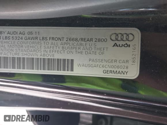 ✅ 2012 Audi A7 Prestige • VIN: WAUSGAFC6CN006028 • Lot: 43185386. Wystawiony na IAAI z przebiegiem 212 583 mil. Bezpłatny archiwum sprzedaży aukcyjnych z USA i szczegółowy raport historii pojazdu na DreamBid. Zdjęcie 9.
