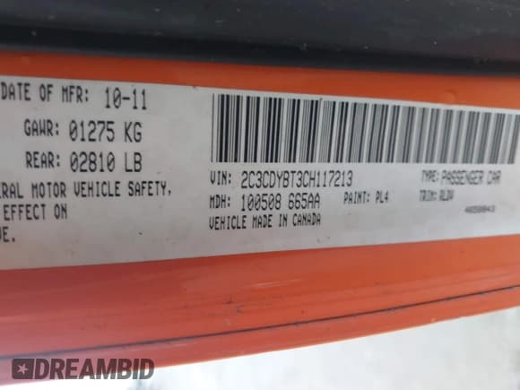 ✅ 2012 Dodge Challenger R/T Classic • VIN: 2C3CDYBT3CH117213 • Lot: 41241299. Wystawiony na IAAI z przebiegiem 125 730 mil. Bezpłatny archiwum sprzedaży aukcyjnych z USA i szczegółowy raport historii pojazdu na DreamBid. Zdjęcie 9.