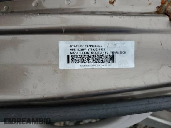 2009 Dodge 1500 Laramie с VIN 1D3HV13T79J531503, выставлен на аукционе Copart как лот 79240363 с пробегом Не указан миль и На запчасти • Non repairable. История ставок и продаж доступна на DreamBid. Изображение 12.