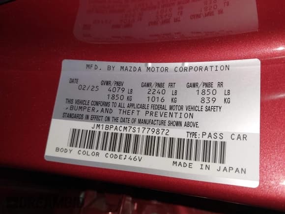 ✅ 2025 Mazda 3 S Preferred • VIN: JM1BPACM7S1779872 • Lot: 43622725. Listed on IAAI with 6,176 mi. Free auction sales archive from the USA and detailed vehicle history report at DreamBid. Image 9.