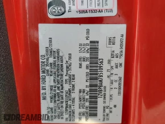 ✅ 2011 Ford Mustang V6 • VIN: 1ZVBP8AM7B5109563 • Lot: 84240165. Listed on Copart with 48,962 mi. Free auction sales archive from the USA and detailed vehicle history report at DreamBid. Image 13.