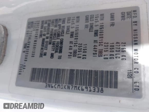 ✅ 2021 Nissan NV200 SV • VIN: 3N6CM0KN7MK691338 • Lot: 42426162. Listed on IAAI with Not provided. Free auction sales archive from the USA and detailed vehicle history report at DreamBid. Image 9.