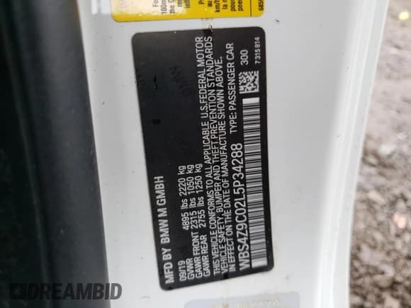 ✅ 2020 BMW M4 • VIN: WBS4Z9C02L5P34288 • Lot: 65152112. Listed on Copart with Not provided. Free auction sales archive from the USA and detailed vehicle history report at DreamBid. Image 10.