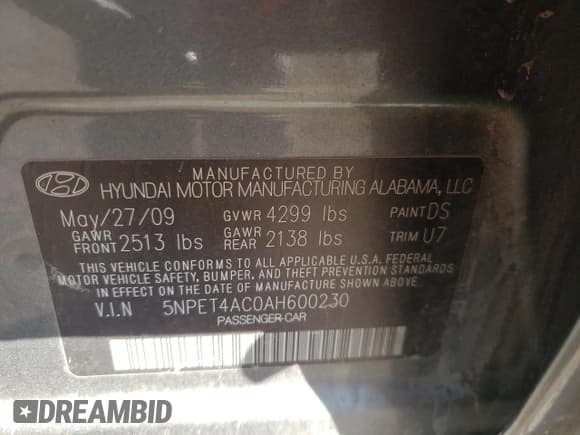 ✅ 2010 Hyundai Sonata GLS • VIN: 5NPET4AC0AH600230 • Лот: 78702184. Опубликован ранее на Copart с пробегом 199 072 миль. Бесплатный доступ к архиву аукционных продаж из США и подробный отчёт об истории автомобиля на DreamBid. Изображение 12.
