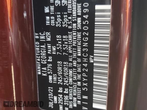 ✅ 2022 Kia Telluride LX • VIN: 5XYP24HC3NG205490 • Lot: 75028644. Wystawiony na Copart z przebiegiem Nie podano. Bezpłatny archiwum sprzedaży aukcyjnych z USA i szczegółowy raport historii pojazdu na DreamBid. Zdjęcie 13.