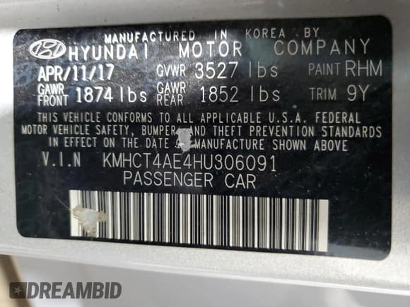 ✅ 2017 Hyundai Accent SE • VIN: KMHCT4AE4HU306091 • Лот: 77344614. Опубликован ранее на Copart с пробегом 72 569 миль. Бесплатный доступ к архиву аукционных продаж из США и подробный отчёт об истории автомобиля на DreamBid. Изображение 12.