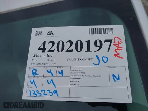 ✅ 2018 Ford Transit Connect XL • VIN: NM0LS7E73J1367635 • Lot: 42020197. Wystawiony na IAAI z przebiegiem 133 239 mil. Bezpłatny archiwum sprzedaży aukcyjnych z USA i szczegółowy raport historii pojazdu na DreamBid. Zdjęcie 17.