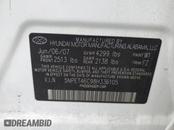 ✅ 2008 Hyundai Sonata GLS • VIN: 5NPET46C98H336105 • Лот: 60357914. Опубликован ранее на Copart с пробегом 85 480 миль. Бесплатный доступ к архиву аукционных продаж из США и подробный отчёт об истории автомобиля на DreamBid. Изображение 12.