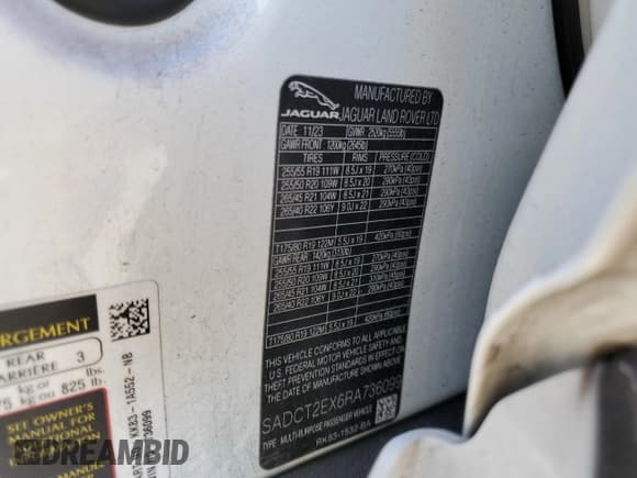 ✅ 2024 Jaguar F-Pace R-Dynamic S • VIN: SADCT2EX6RA736099 • Лот: 77834374. Опубликован ранее на Copart с пробегом 12 323 миль. Бесплатный доступ к архиву аукционных продаж из США и подробный отчёт об истории автомобиля на DreamBid. Изображение 13.