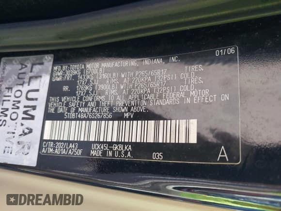 ✅ 2006 Toyota Sequoia Limited • VIN: 5TDBT48A76S267856 • Lot: 42525096. Listed on IAAI with 142,396 mi. Free auction sales archive from the USA and detailed vehicle history report at DreamBid. Image 9.