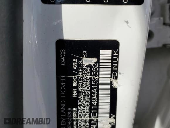 ✅ 2004 Land Rover Range Rover HSE • VIN: SALME11494A152362 • Lot: 59760115. Wystawiony na Copart z przebiegiem 108 726 mil. Bezpłatny archiwum sprzedaży aukcyjnych z USA i szczegółowy raport historii pojazdu na DreamBid. Zdjęcie 12.