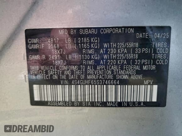 ✅ 2025 Subaru Crosstrek Special Sports • VIN: 4S4GUHF65S3746664 • Lot: 93994845. Listed on Copart with 12,254 mi. Free auction sales archive from the USA and detailed vehicle history report at DreamBid. Image 13.