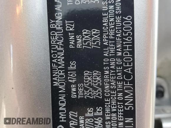 ✅ 2023 Hyundai Tucson SEL • VIN: 5NMJFCAE0PH165006 • Лот: 84217765. Опубликован ранее на Copart с пробегом 34 247 миль. Бесплатный доступ к архиву аукционных продаж из США и подробный отчёт об истории автомобиля на DreamBid. Изображение 13.