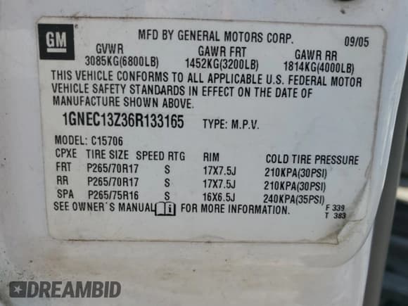 ✅ 2006 Chevrolet Tahoe LT • VIN: 1GNEC13Z36R133165 • Lot: 50787575. Listed on Copart with 119,303 mi. Free auction sales archive from the USA and detailed vehicle history report at DreamBid. Image 13.