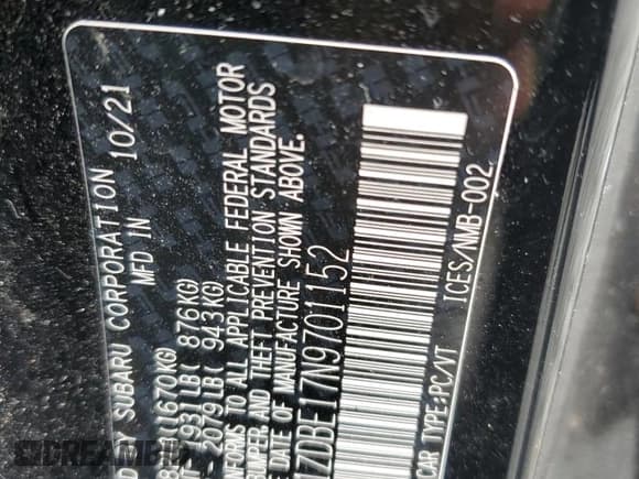 ✅ 2022 Subaru BRZ Limited • VIN: JF1ZDBE17N9701152 • Lot: 48207284. Wystawiony na Copart z przebiegiem 33 829 mil. Bezpłatny archiwum sprzedaży aukcyjnych z USA i szczegółowy raport historii pojazdu na DreamBid. Zdjęcie 13.