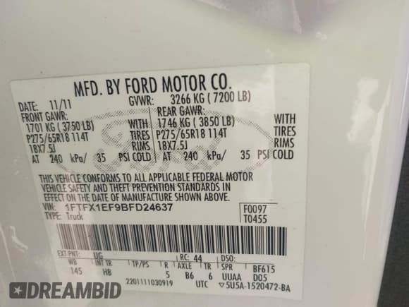 ✅ 2011 Ford F-150 XLT • VIN: 1FTFX1EF9BFD24637 • Лот: 43545014. Опубликован ранее на IAAI с пробегом 155 003 миль. Бесплатный доступ к архиву аукционных продаж из США и подробный отчёт об истории автомобиля на DreamBid. Изображение 9.