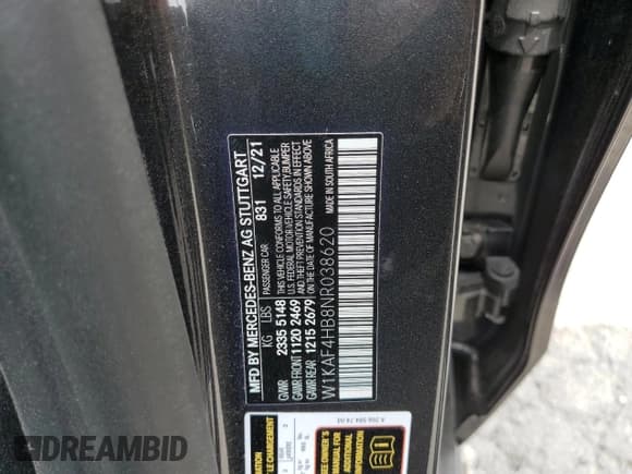 ✅ 2022 Mercedes-Benz C 300 • VIN: W1KAF4HB8NR038620 • Лот: 67830175. Опубликован ранее на Copart с пробегом 45 437 миль. Бесплатный доступ к архиву аукционных продаж из США и подробный отчёт об истории автомобиля на DreamBid. Изображение 13.