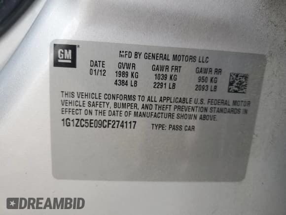 ✅ 2012 Chevrolet Malibu 1LT • VIN: 1G1ZC5E09CF274117 • Lot: 78600474. Wystawiony na Copart z przebiegiem 150 002 mil. Bezpłatny archiwum sprzedaży aukcyjnych z USA i szczegółowy raport historii pojazdu na DreamBid. Zdjęcie 14.