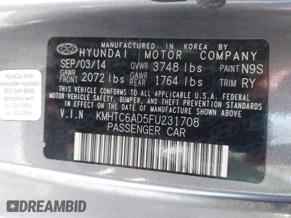 2015 Hyundai Veloster RE:FLEX с VIN KMHTC6AD5FU231708, выставлен на аукционе IAAI как лот 43283728 с пробегом 123 785 миль миль и . История ставок и продаж доступна на DreamBid. Изображение 9.