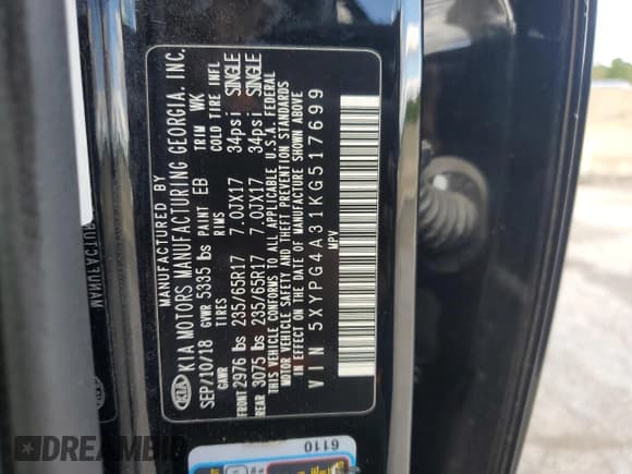 ✅ 2019 Kia Sorento L • VIN: 5XYPG4A31KG517699 • Lot: 71016255. Wystawiony na Copart z przebiegiem 99 241 mil. Bezpłatny archiwum sprzedaży aukcyjnych z USA i szczegółowy raport historii pojazdu na DreamBid. Zdjęcie 14.