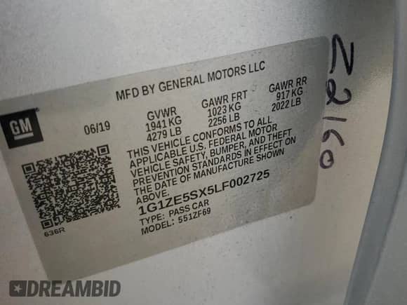 2020 Chevrolet Malibu Premier с VIN 1G1ZE5SX5LF002725, выставлен на аукционе Copart как лот 65975625 с пробегом 108 356 миль миль и Списание • Salvage title. История ставок и продаж доступна на DreamBid. Изображение 12.