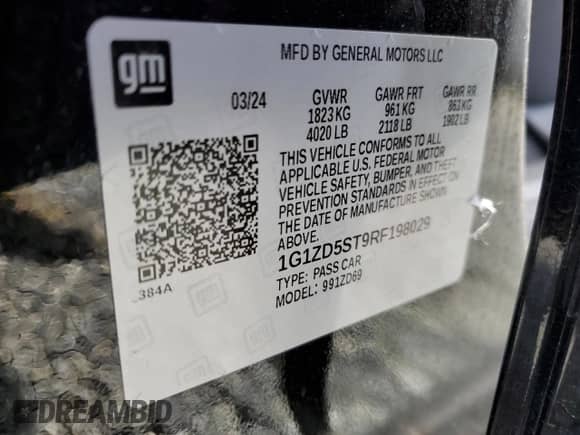 ✅ 2024 Chevrolet Malibu LT • VIN: 1G1ZD5ST9RF198029 • Lot: 51789675. Wystawiony na Copart z przebiegiem 23 224 mil mil. Skorzystaj z bezpłatnego archiwum sprzedaży aukcyjnych z USA i zobacz szczegółowy raport historii pojazdu na DreamBid. Zdjęcie 13.