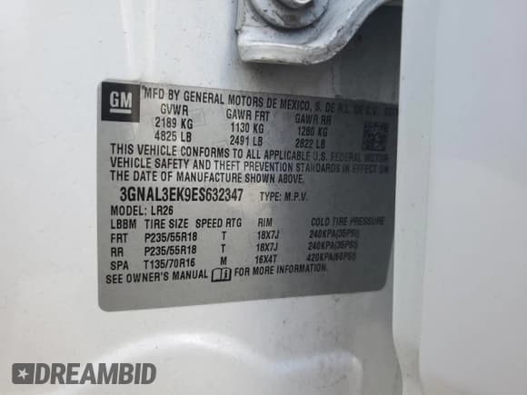 ✅ 2014 Chevrolet Captiva Sport LT • VIN: 3GNAL3EK9ES632347 • Lot: 75221004. Wystawiony na Copart z przebiegiem 165 179 mil. Bezpłatny archiwum sprzedaży aukcyjnych z USA i szczegółowy raport historii pojazdu na DreamBid. Zdjęcie 13.