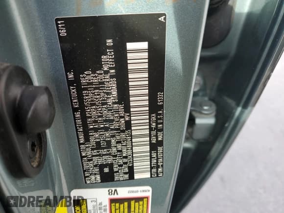 ✅ 2011 Toyota Venza • VIN: 4T3ZA3BB4BU048135 • Lot: 85087935. Listed on Copart with Not provided. Free auction sales archive from the USA and detailed vehicle history report at DreamBid. Image 13.