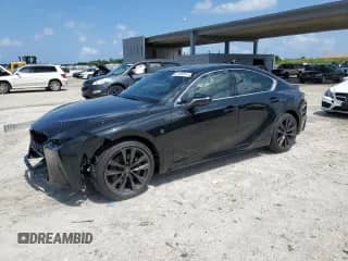 2025 Lexus IS 350 F Sport with VIN JTHBZ1B21S5085891, listed as a Copart auction lot 57933515 with 877 mi miles and Salvage title. Bid and sale history available at DreamBid. Image 1.