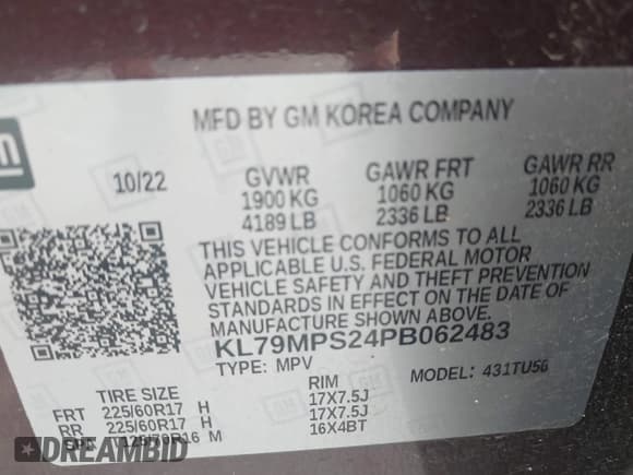 ✅ 2023 Chevrolet TrailBlazer LT • VIN: KL79MPS24PB062483 • Лот: 42276413. Опубликован ранее на IAAI с пробегом 73 933 миль. Бесплатный доступ к архиву аукционных продаж из США и подробный отчёт об истории автомобиля на DreamBid. Изображение 9.